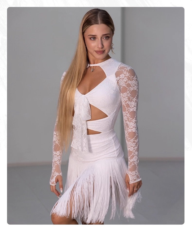 Bianco merletto frange